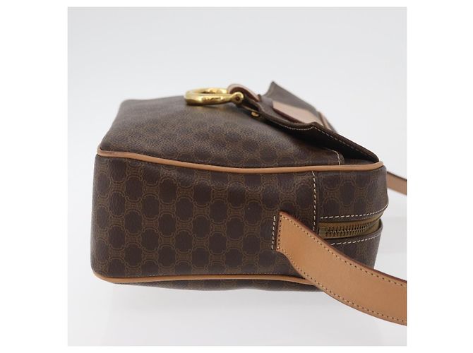 Céline CELINE Macadam Canvas Schultertasche PVC Leder Braun Gold Authentisch am11493A Golden - Ansicht 3