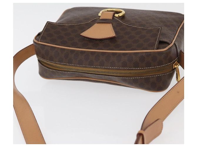 Céline CELINE Macadam Canvas Schultertasche PVC Leder Braun Gold Authentisch am11493A Golden - Ansicht 6