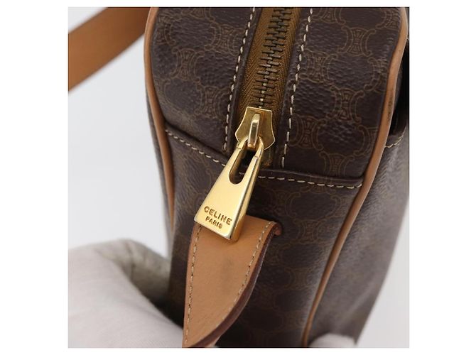 Céline CELINE Macadam Canvas Schultertasche PVC Leder Braun Gold Authentisch am11493A Golden - Ansicht 9