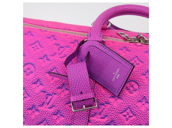 LOUIS VUITTON Taurillon Illusion Keepall Bandouliere 50 M59713 LV Auth 167272SM Rosa Monogramma - vista 18