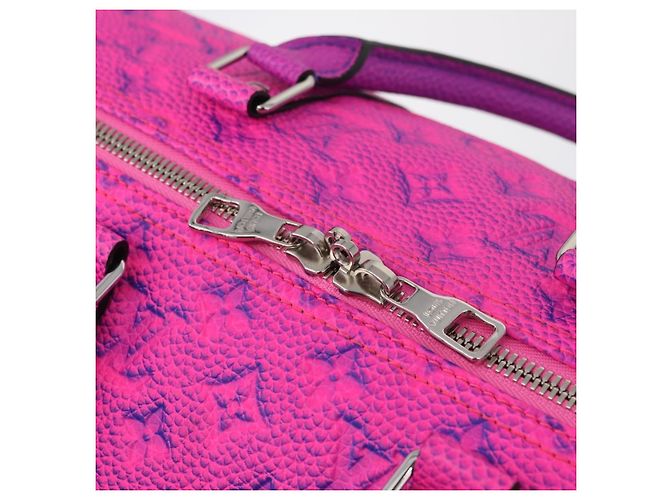 LOUIS VUITTON Taurillon Illusion Keepall Bandouliere 50 M59713 LV Auth 167272SM Rosa Monogramma - vista 19