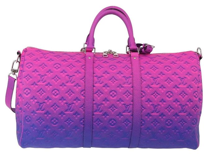 LOUIS VUITTON Taurillon Illusion Keepall Bandouliere 50 M59713 LV Auth 167272SM Rosa Monogramma - vista 2