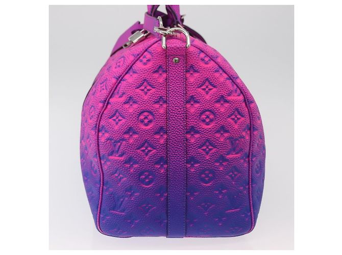 LOUIS VUITTON Taurillon Illusion Keepall Bandouliere 50 M59713 LV Auth 167272SM Rosa Monogramma - vista 3