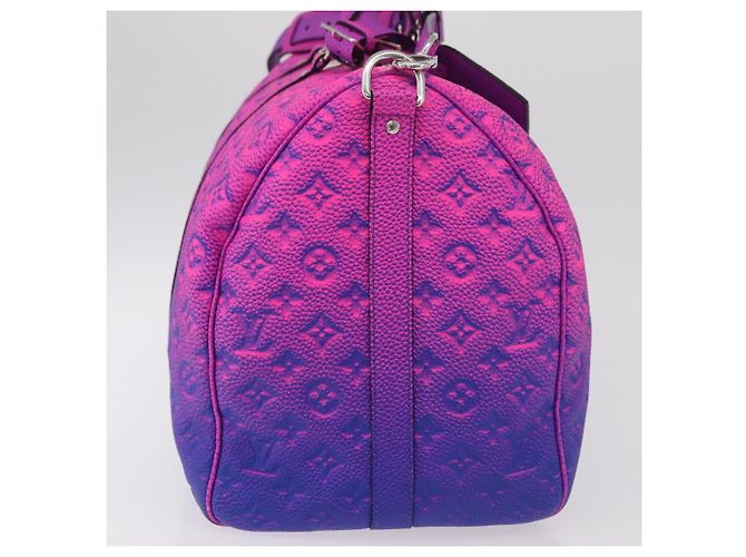 LOUIS VUITTON Taurillon Illusion Keepall Bandouliere 50 M59713 LV Auth 167272SM Rosa Monogramma - vista 4