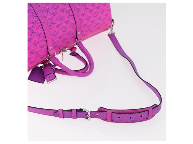 LOUIS VUITTON Taurillon Illusion Keepall Bandouliere 50 M59713 LV Auth 167272SM Rosa Monogramma - vista 9