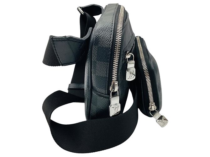 Sac bandoulière Scott en toile enduite Damier Graphite / Noir et cuir Louis Vuitton avec pochette - vue 2