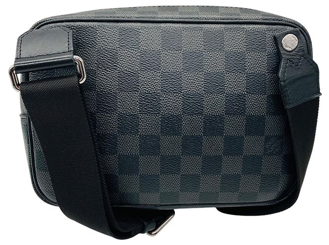 Sac bandoulière Scott en toile enduite Damier Graphite / Noir et cuir Louis Vuitton avec pochette - vue 3