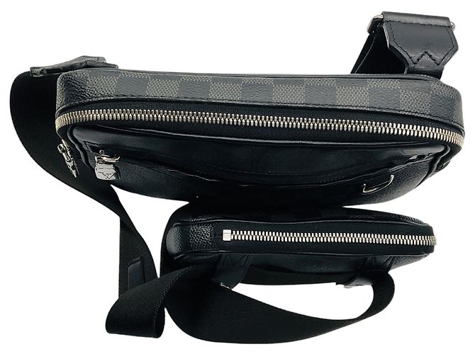 Sac bandoulière Scott en toile enduite Damier Graphite / Noir et cuir Louis Vuitton avec pochette - vue 5