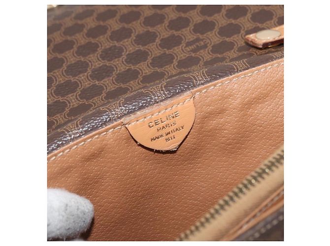 Céline CELINE Macadam Canvas Schultertasche PVC Leder Braun Gold Authentisch am11484A Golden - vista 12
