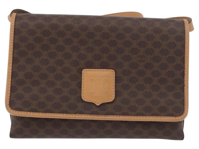 Céline CELINE Macadam Canvas Schultertasche PVC Leder Braun Gold Authentisch am11484A Golden - vista 13