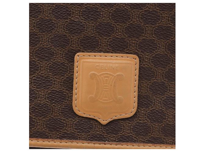 Céline CELINE Macadam Canvas Schultertasche PVC Leder Braun Gold Authentisch am11484A Golden - vista 18