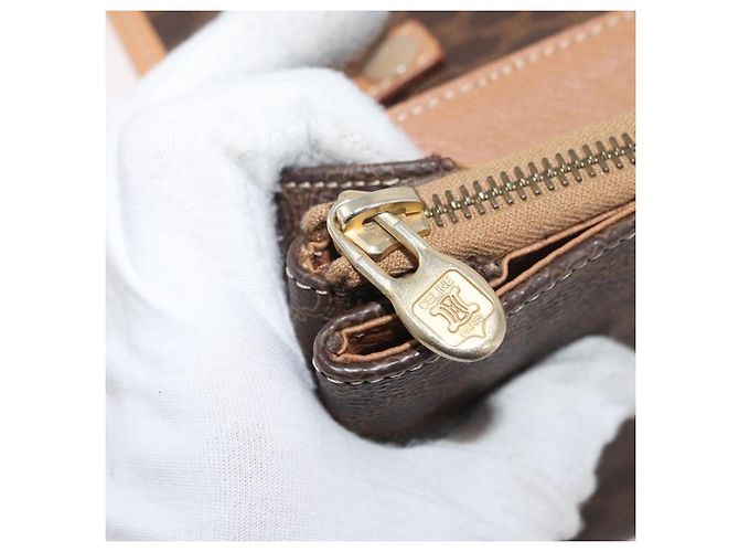 Céline CELINE Macadam Canvas Schultertasche PVC Leder Braun Gold Authentisch am11484A Golden - vista 19