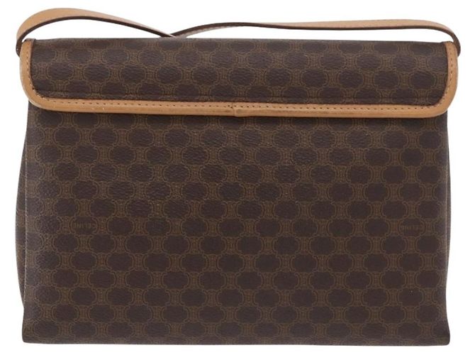 Céline CELINE Macadam Canvas Schultertasche PVC Leder Braun Gold Authentisch am11484A Golden - vista 2
