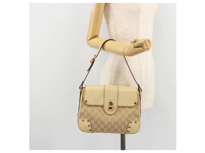 Borsa a Spalla GUCCI GG Canvas Beige Oro Auth 177967A D'oro - vista 23