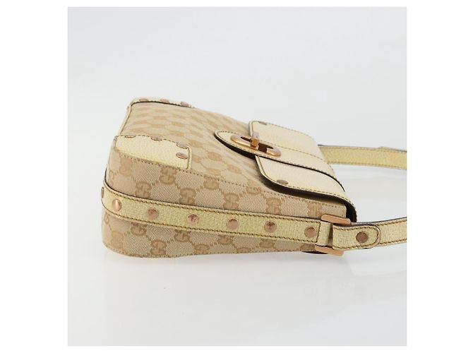 Borsa a Spalla GUCCI GG Canvas Beige Oro Auth 177967A D'oro - vista 3
