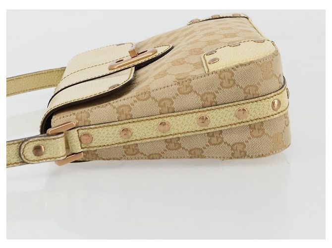 Borsa a Spalla GUCCI GG Canvas Beige Oro Auth 177967A D'oro - vista 4