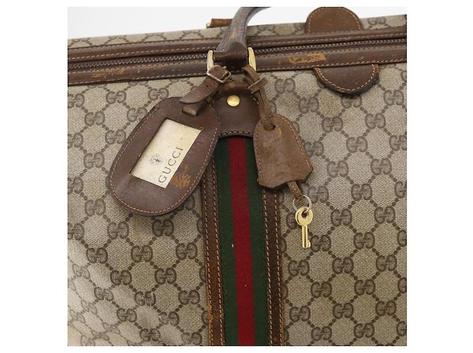 GUCCI GG Supreme Web Sherry Line Boston Bag PVC Beige Oro Autentica ar13893 D'oro - vista 10