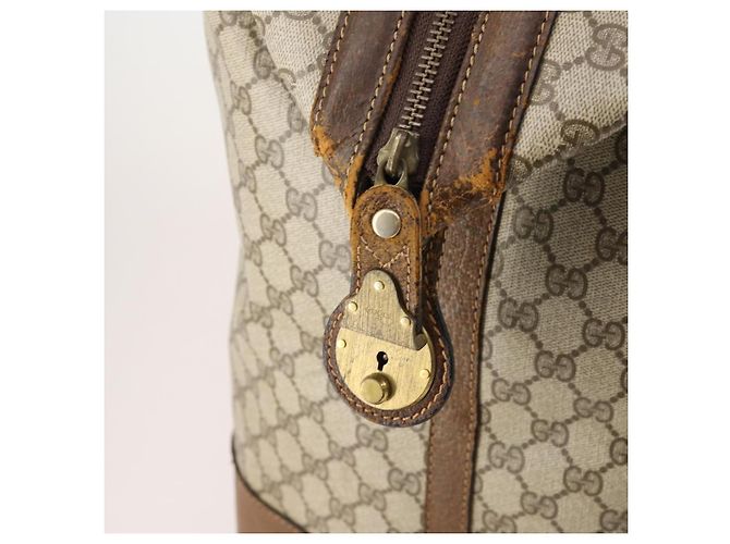 GUCCI GG Supreme Web Sherry Line Boston Bag PVC Beige Oro Autentica ar13893 D'oro - vista 11