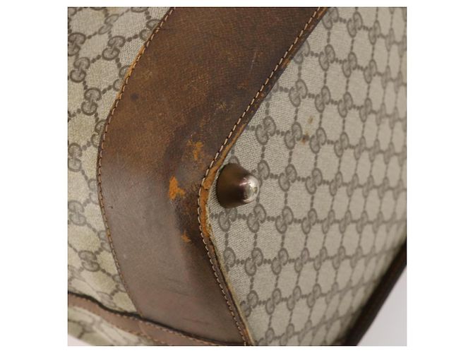 GUCCI GG Supreme Web Sherry Line Boston Bag PVC Beige Oro Autentica ar13893 D'oro - vista 16