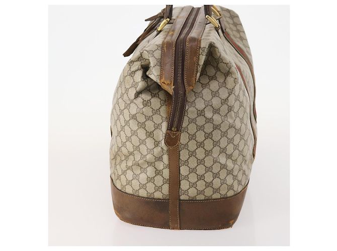 GUCCI GG Supreme Web Sherry Line Boston Bag PVC Beige Oro Autentica ar13893 D'oro - vista 3