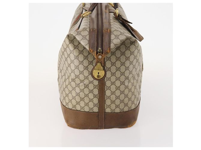 GUCCI GG Supreme Web Sherry Line Boston Bag PVC Beige Oro Autentica ar13893 D'oro - vista 4