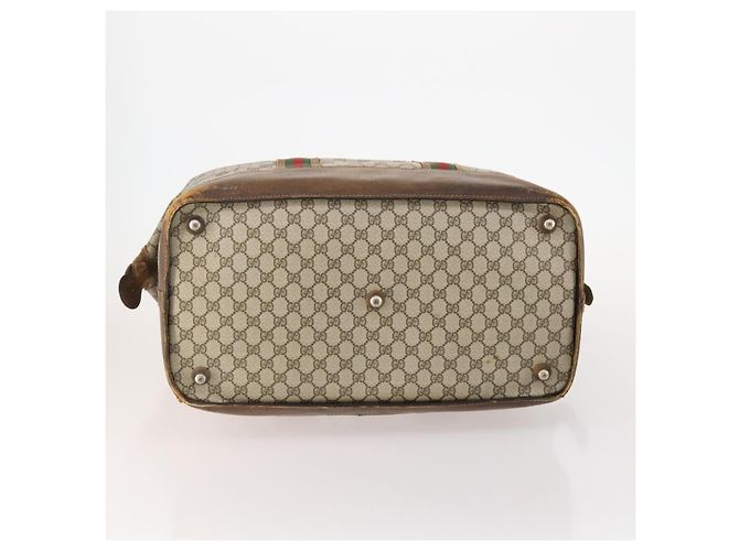 GUCCI GG Supreme Web Sherry Line Boston Bag PVC Beige Oro Autentica ar13893 D'oro - vista 5