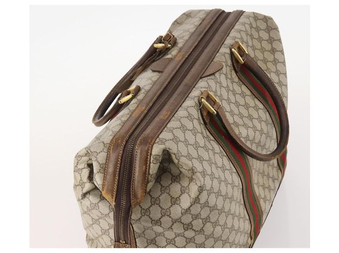 GUCCI GG Supreme Web Sherry Line Boston Bag PVC Beige Oro Autentica ar13893 D'oro - vista 6
