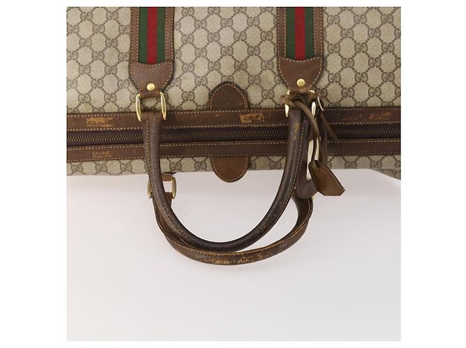 GUCCI GG Supreme Web Sherry Line Boston Bag PVC Beige Oro Autentica ar13893 D'oro - vista 7