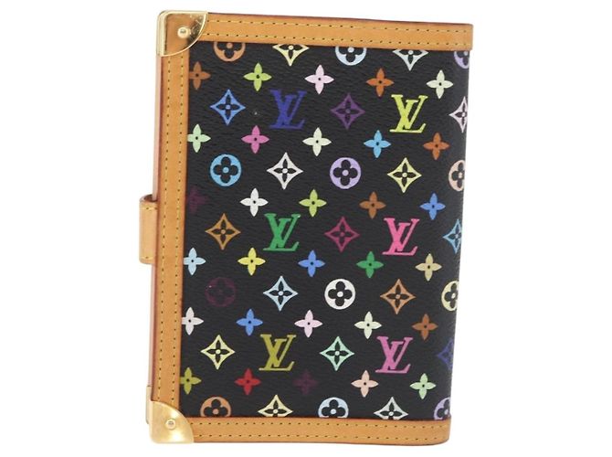 LOUIS VUITTON Monogram Multicolor Agenda PM Day Cover Black R20895 Auth bs35086A Nero - vista 2