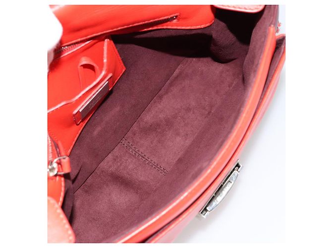 Borsa a tracolla FENDI Chain Baguette in pelle rossa argento Auth 177969A Rosso - vista 10