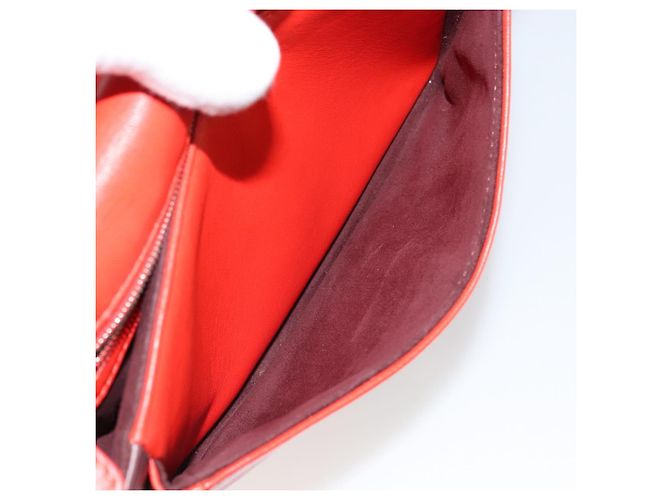 Borsa a tracolla FENDI Chain Baguette in pelle rossa argento Auth 177969A Rosso - vista 23