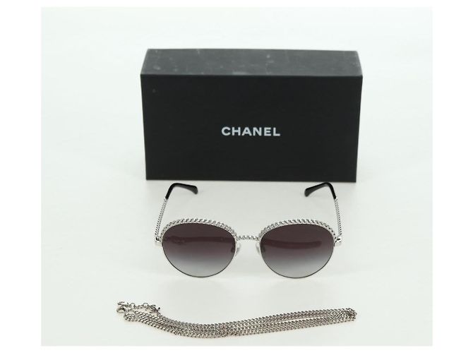 CHANEL Sonnenbrille Metall Silberton 4242 CC Auth 177100V - Ansicht 12