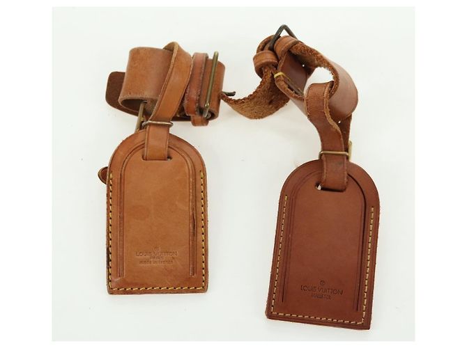 LOUIS VUITTON Powanie Name Tag Leather 10set Beige LV Auth 167214 - vista 8