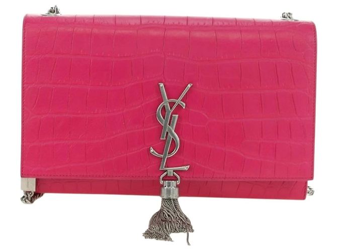Bolso de Hombro con Cadena SAINT LAURENT de Cuero Rosa Plata 175043SAM - vista 13