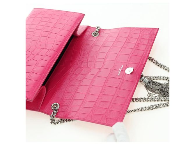 Bolso de Hombro con Cadena SAINT LAURENT de Cuero Rosa Plata 175043SAM - vista 19
