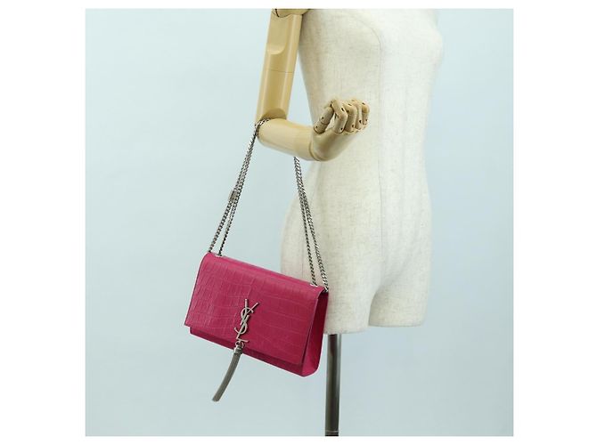 Bolso de Hombro con Cadena SAINT LAURENT de Cuero Rosa Plata 175043SAM - vista 24