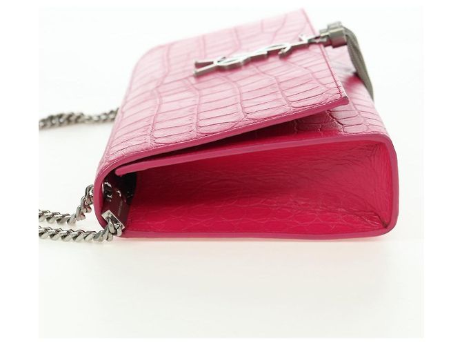 Bolso de Hombro con Cadena SAINT LAURENT de Cuero Rosa Plata 175043SAM - vista 3