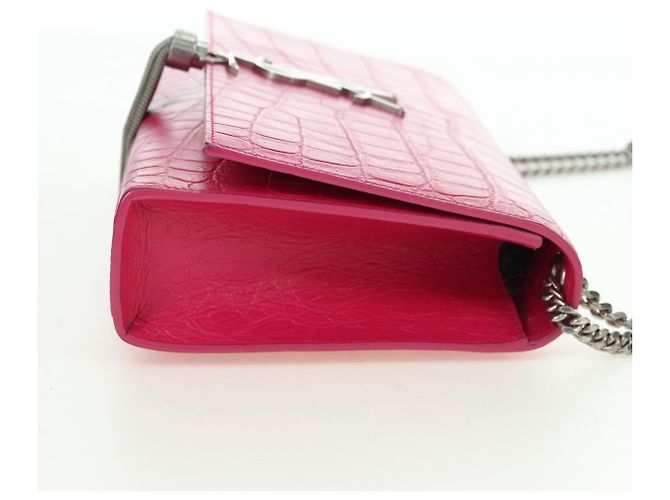 Bolso de Hombro con Cadena SAINT LAURENT de Cuero Rosa Plata 175043SAM - vista 4