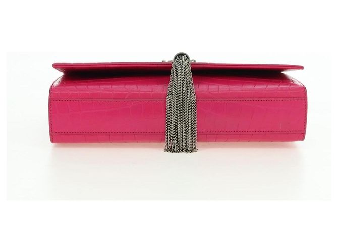 Bolso de Hombro con Cadena SAINT LAURENT de Cuero Rosa Plata 175043SAM - vista 5