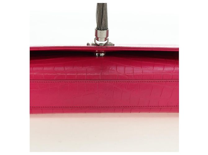 Bolso de Hombro con Cadena SAINT LAURENT de Cuero Rosa Plata 175043SAM - vista 6