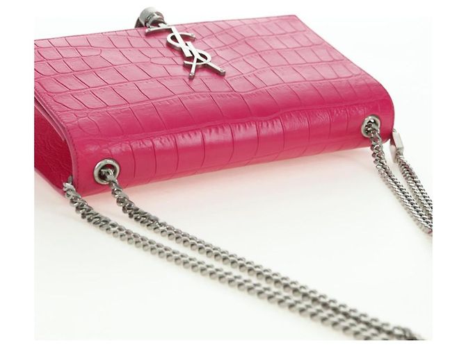 Bolso de Hombro con Cadena SAINT LAURENT de Cuero Rosa Plata 175043SAM - vista 7