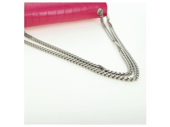 Bolso de Hombro con Cadena SAINT LAURENT de Cuero Rosa Plata 175043SAM - vista 8