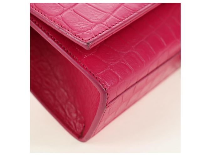 Bolso de Hombro con Cadena SAINT LAURENT de Cuero Rosa Plata 175043SAM - vista 9