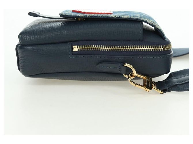 Bolso de Doble Teléfono Louis Vuitton Denim LVxNIGO Blue M81060 Auth 170550SM Azul - vista 4