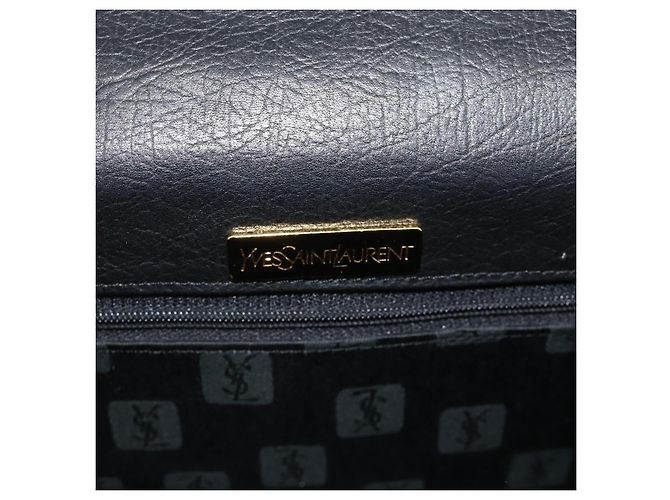 SAINT LAURENT Sac à main en cuir noir or Auth 177280A Doré - vue 10