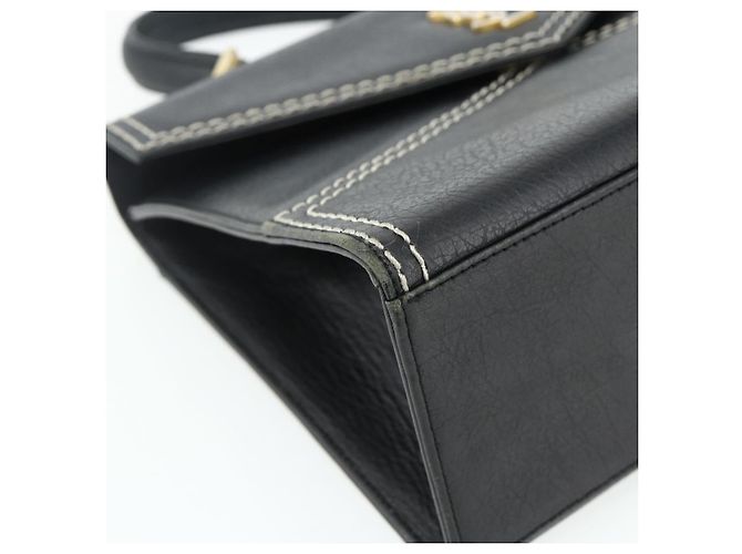 SAINT LAURENT Sac à main en cuir noir or Auth 177280A Doré - vue 14