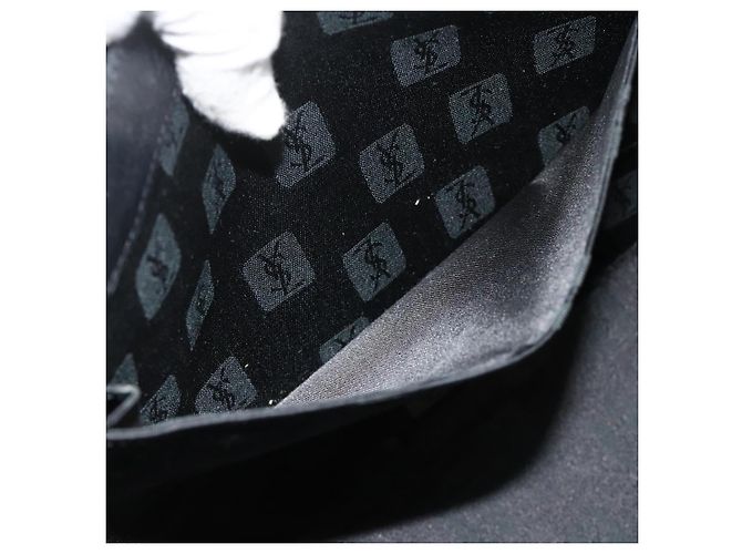 SAINT LAURENT Sac à main en cuir noir or Auth 177280A Doré - vue 21