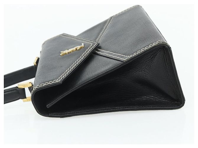 SAINT LAURENT Sac à main en cuir noir or Auth 177280A Doré - vue 3
