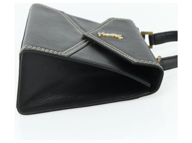 SAINT LAURENT Sac à main en cuir noir or Auth 177280A Doré - vue 4