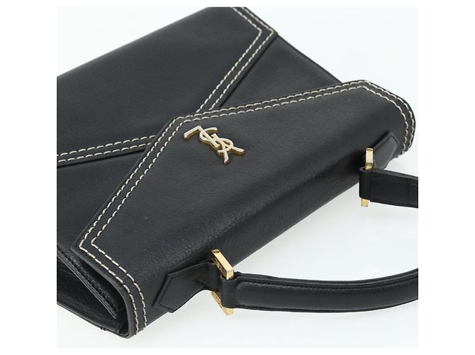 SAINT LAURENT Sac à main en cuir noir or Auth 177280A Doré - vue 6